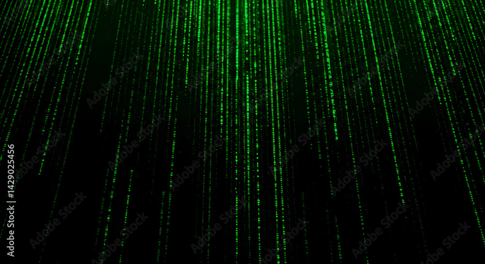 Cascading Digital Data Streams In Vibrant Green Against Dark Backdrop Cascading Digital Data Streams In Vibrant Green Against Dark Backdrop