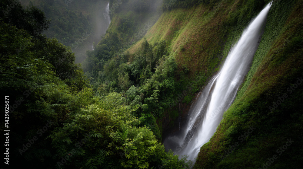 Waterfall in the mountains. Waterfall in the mountains.