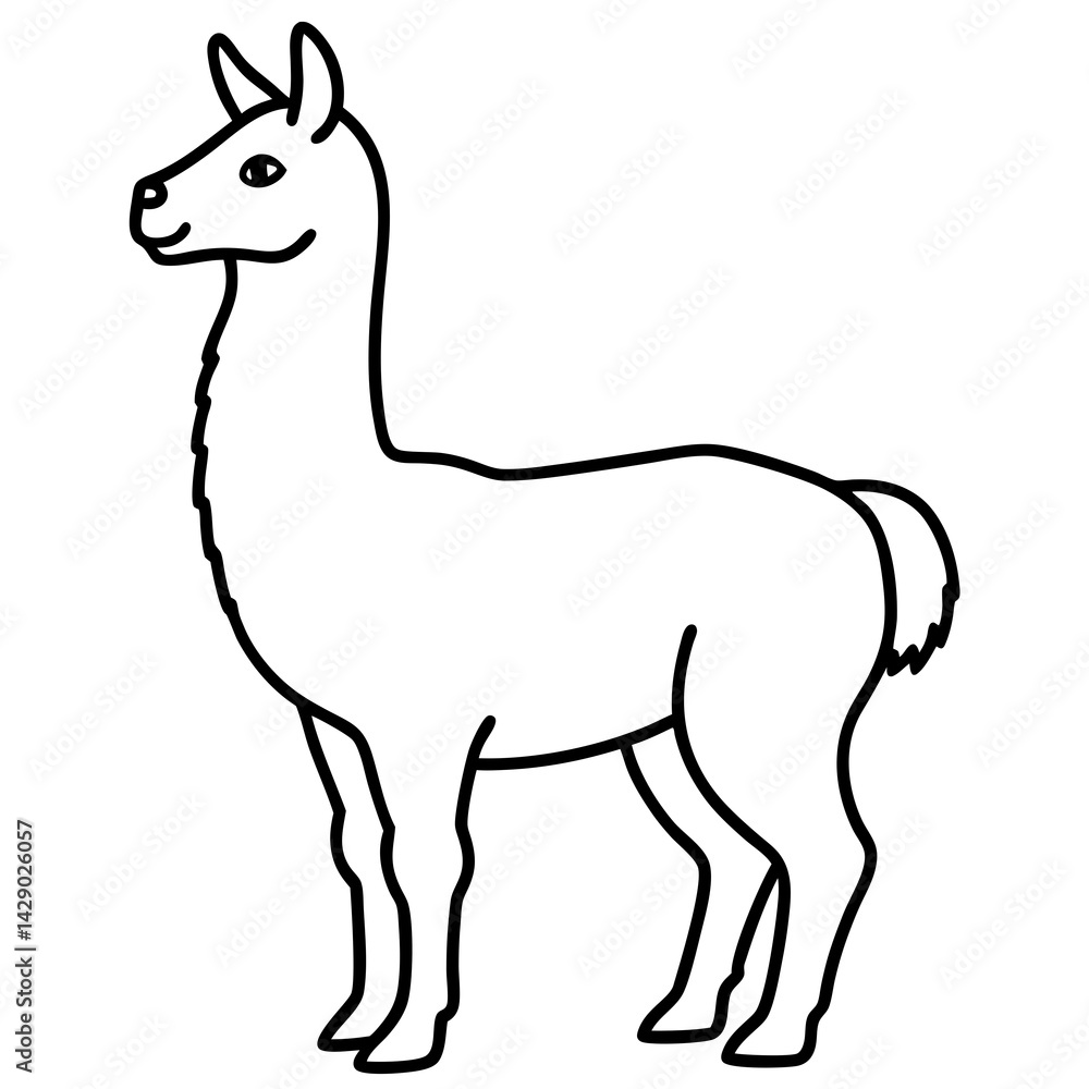 Fototapeta premium Single Stroke Llama Vector Design