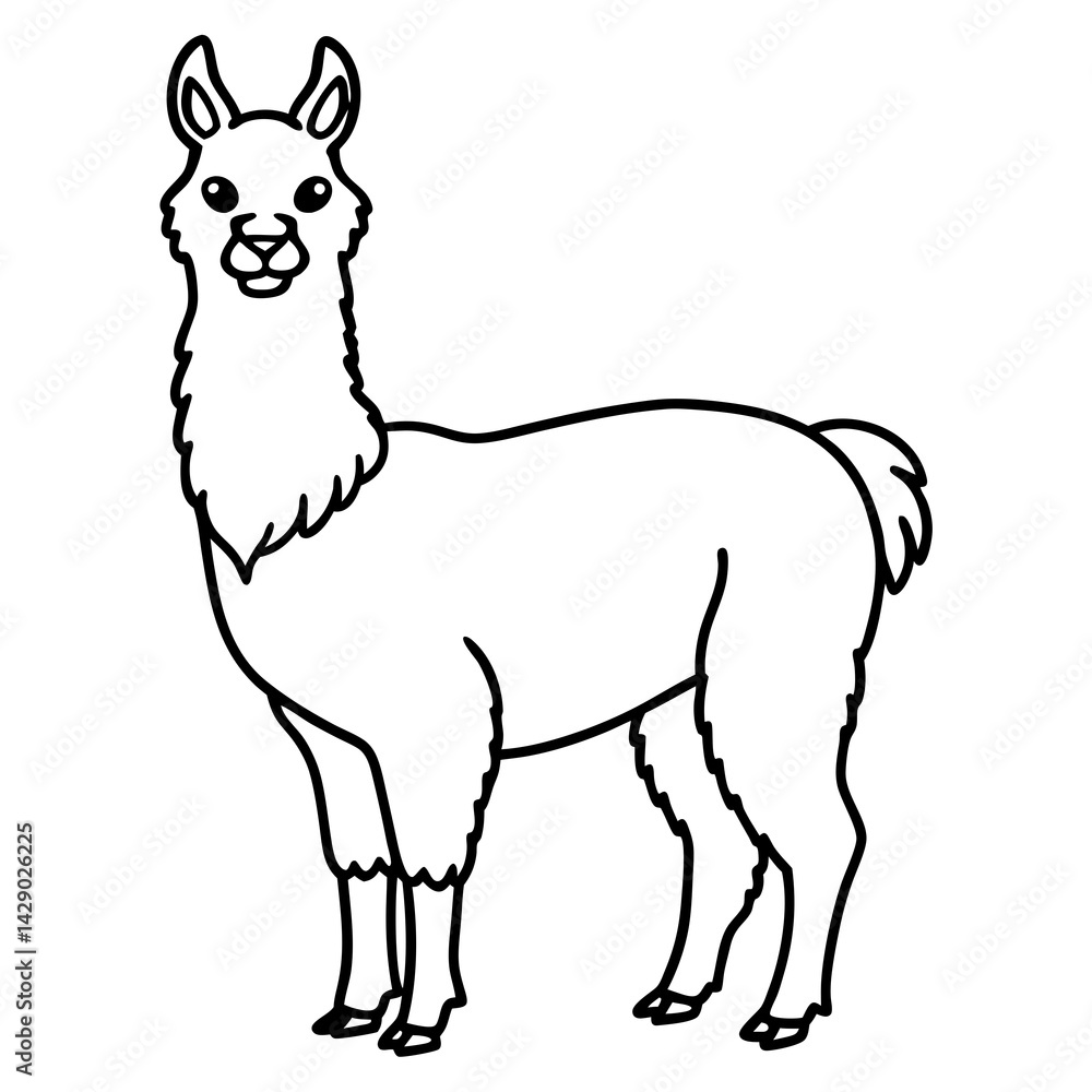 Fototapeta premium Single Stroke Llama Vector Design