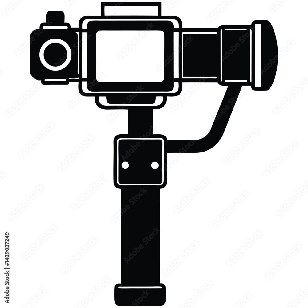 Isolated Black Vector Photographer using Element gimbal stabilizer With White Background Isolated Black Vector Photographer using Element gimbal stabilizer With White Background