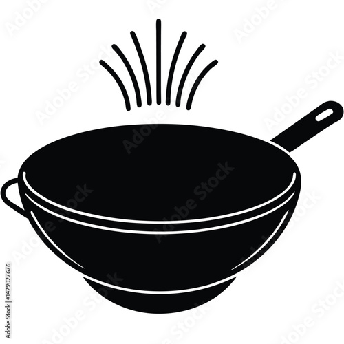 Modern Wok Vector – Authentic Asian Cooking Pan Illustration for Culinary & Design Projects