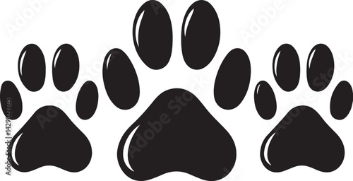 Bobcat footprint icon, Bobcat paw print silhouette vector, black animal track icon
