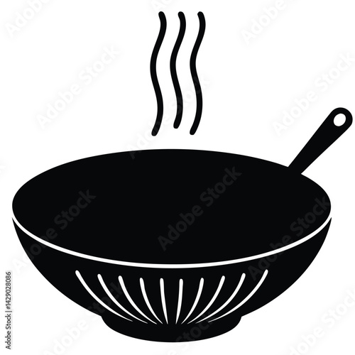 Modern Wok Vector – Authentic Asian Cooking Pan Illustration for Culinary & Design Projects