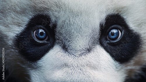 Panda close-up, intense gaze, wildlife sanctuary, peaceful background, nature documentary