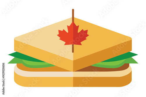 Isometric Canadian Sandwich with Maple Leaf and a Toothpick Holding Together