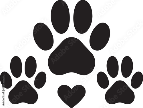 Bobcat footprint icon, Bobcat paw print silhouette vector, black animal track icon
