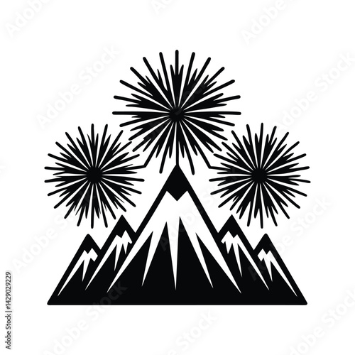 High altitude firework icon silhouette vector with white background