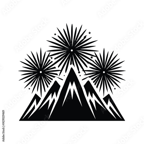 High altitude firework icon silhouette vector with white background