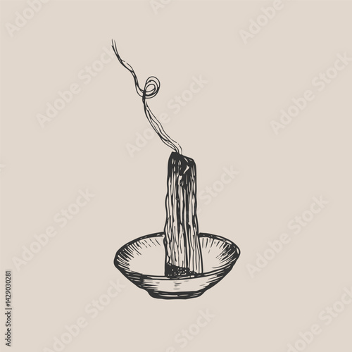 Palo santo tree stick drawing illustration. Fragrant aroma wooden incense burning stick sketch engraving style vector. Hand drawn line art clipart