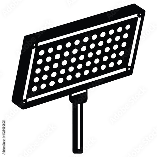 Isolated Black Vector Photographer using Element led panel light With White Background