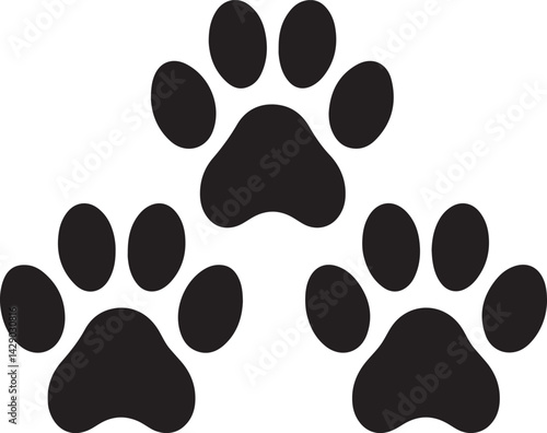 Bobcat footprint icon, Bobcat paw print silhouette vector, black animal track icon
