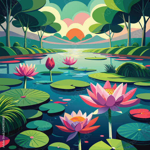 water lily in the pond