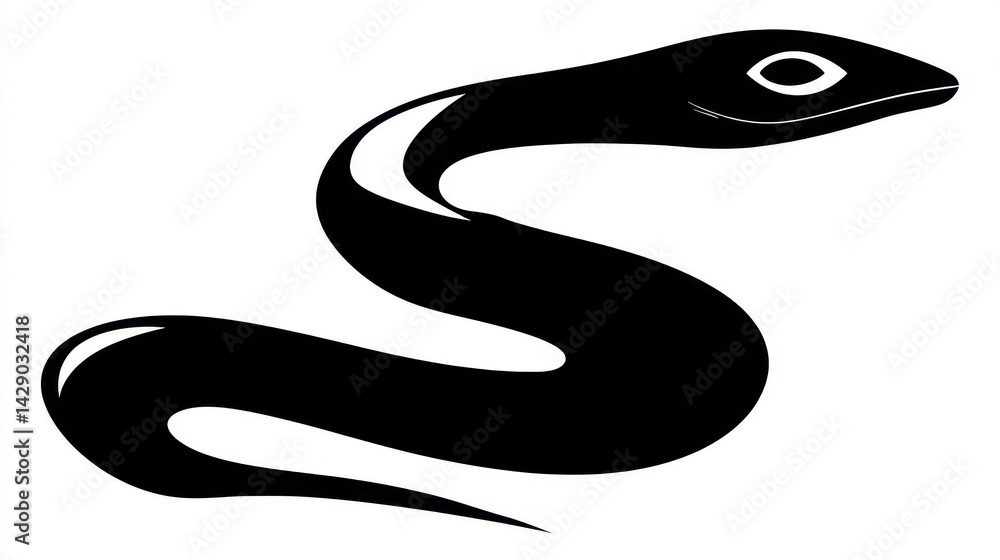 Obraz premium Silhouette of a snake, elegant and stylized.