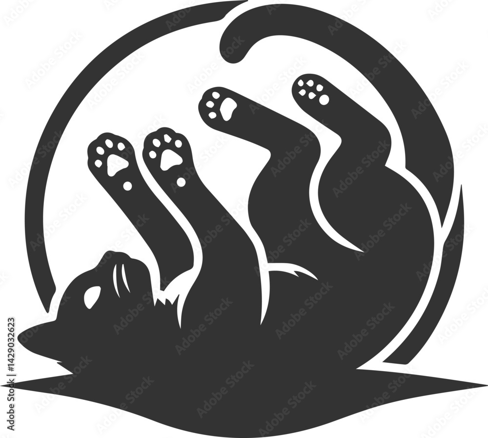 Playful cat vector silhouette Playful cat vector silhouette