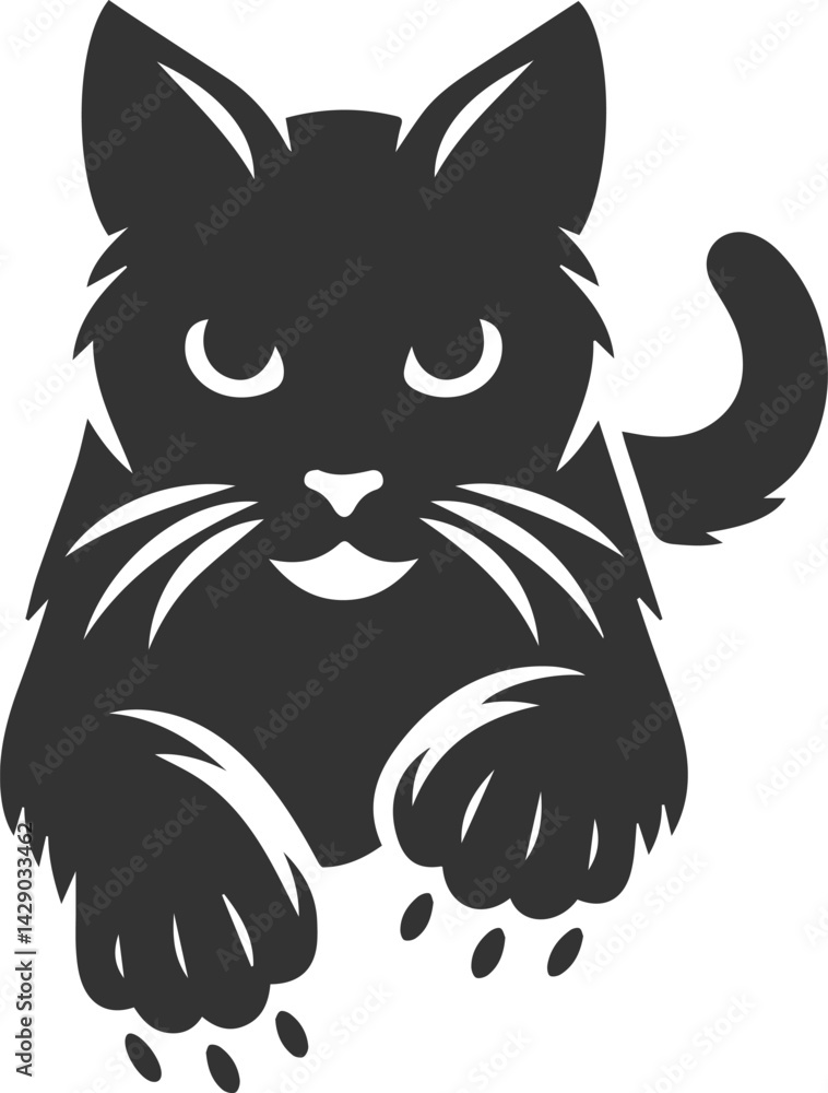 Obraz premium Playful cat vector silhouette