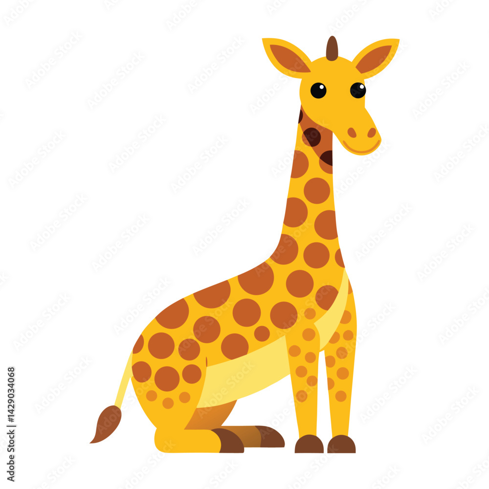 giraffe sitting color icon on white background. giraffe sitting color icon on white background.