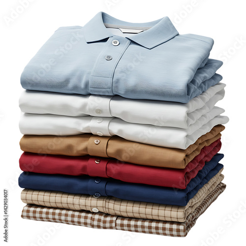 Cotton Polo Shirts for Men – Casual Wear, Solid Color, Short Sleeve, Soft & Breathable on transparent background.