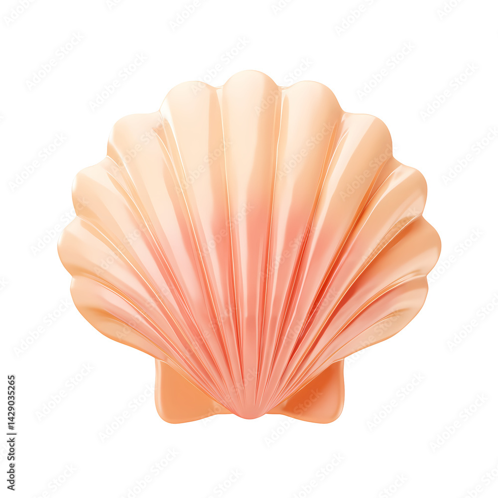 Fototapeta premium Peach and Coral Colored Seashell 3D Render on Transparent Background