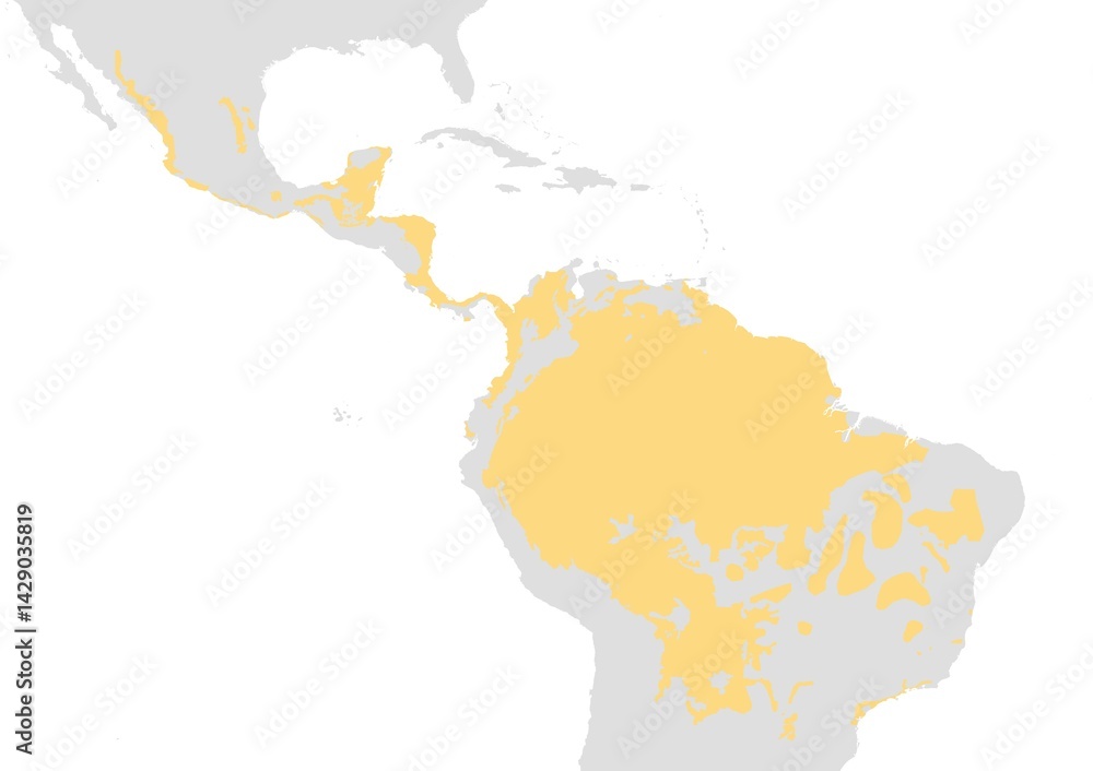 Mapa de la distribución del jaguar (Panthera onca) en América