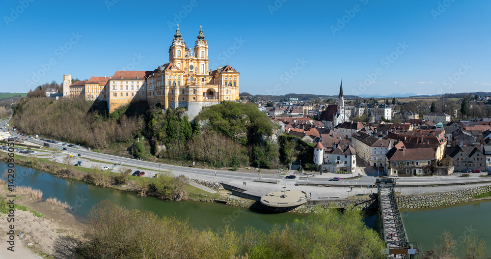 Melk in Austria. Old town panorama