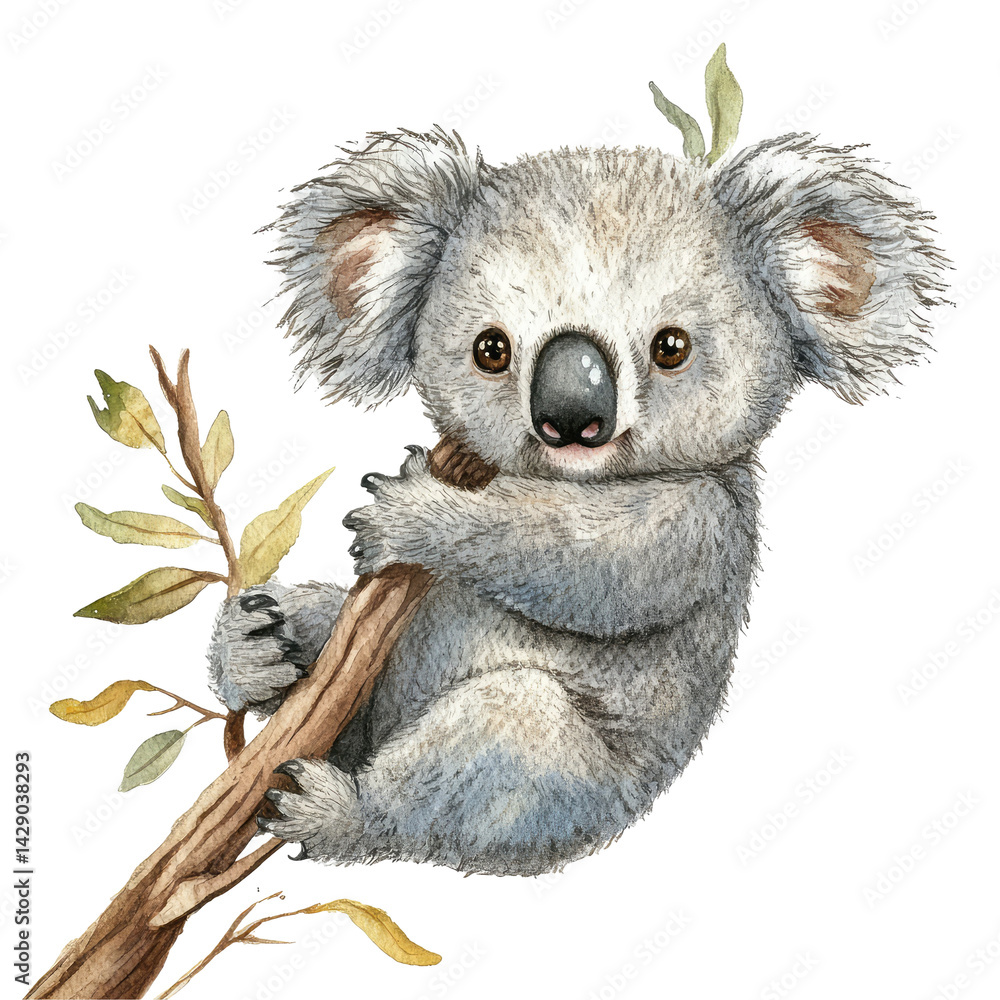 Obraz premium Adorable Hand-Drawn Koala Illustration for Children's Books or Educational Materials