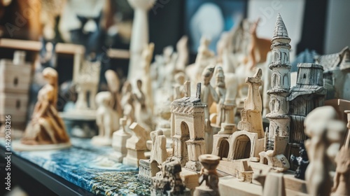 Wallpaper Mural Miniature chess scene with European-style architecture Torontodigital.ca