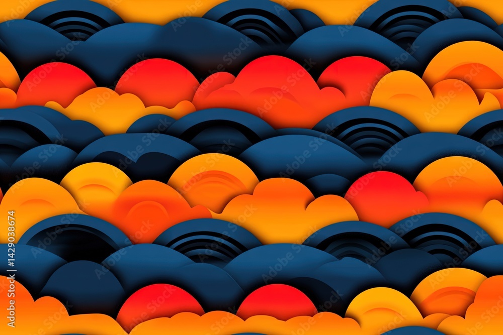 Fototapeta premium sunset pattern repeating seamless tile pattern
