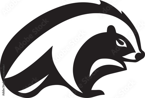 skunk logo design silhouette style vector minimal vector art illustration on a white background
