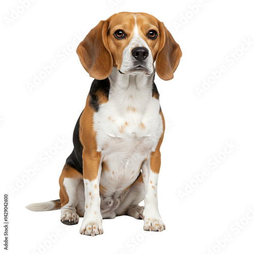 Beagle Dog Illustration Sitting Pose – Realistic Pet Animal on transparent background.