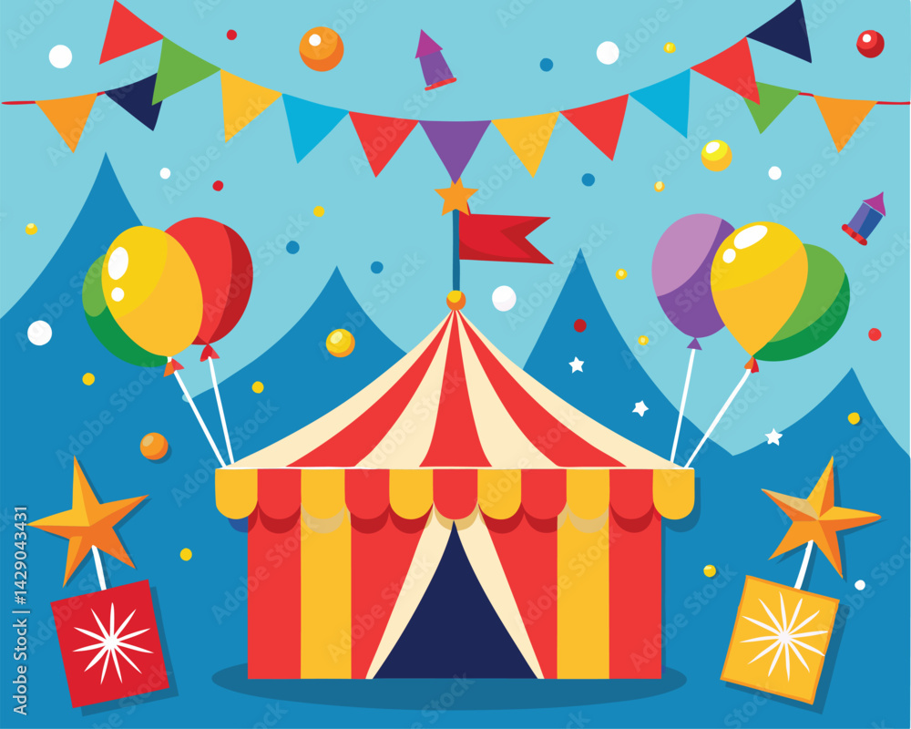 Fototapeta premium Step Right Up! A Colorful Circus Party Scene