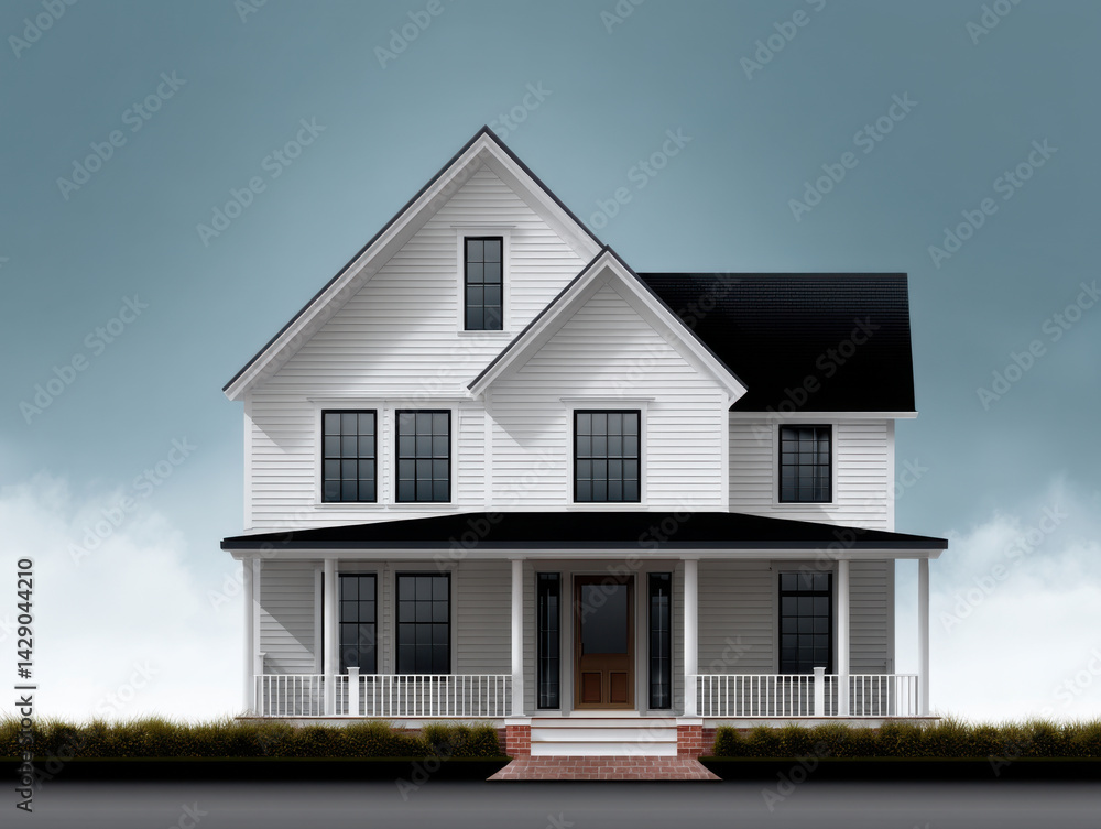 beautiful Victorian style house with symmetrical front facade, featuring large windows and welcoming porch. design showcases beautiful Victorian style house with symmetrical front facade, featuring large windows and welcoming porch. design showcases