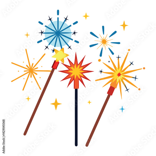 American sparklers set vector design clipart on white background