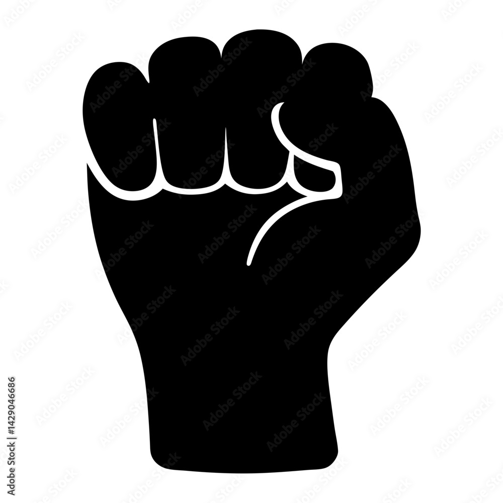 Obraz premium Raised Fist Symbol A powerful image of strength, transparent . solidarity, defiance, and unity, often associated with various movements
