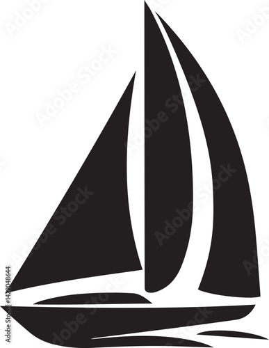 sailing boat logo design silhouette style vector minimal vector art illustration on a white background
