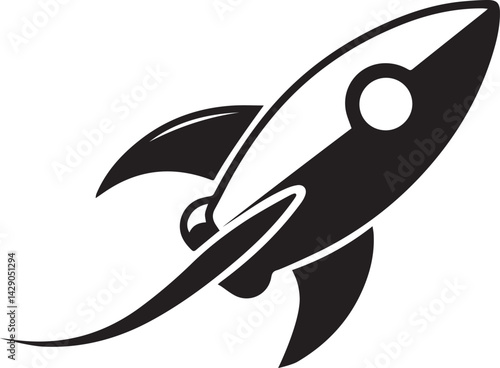rocket logo design silhouette style vector minimal vector art illustration on a white background
