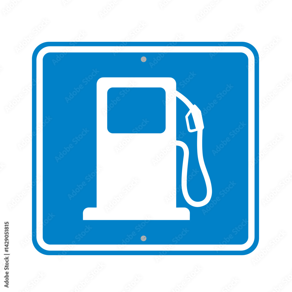 Fuel pump icon on blue background for gas station signage Fuel pump icon on blue background for gas station signage