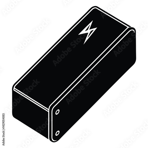 Isolated Black Vector Photographer using Element power bank With White Background
