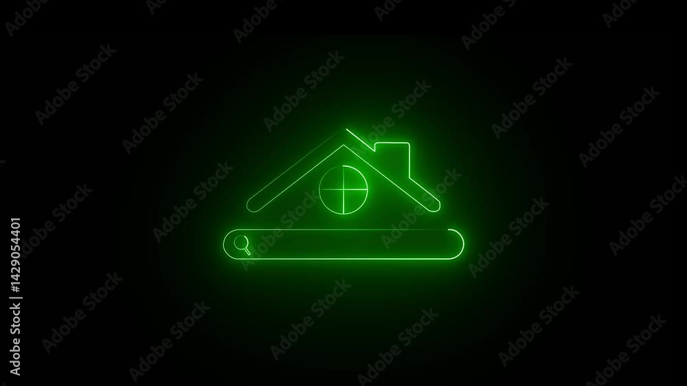 red and cyan color Glowing neon line Search house icon isolated on black background. Real estate symbol of a house under magnifying glass. Glowing neon Home icon isolated on black background. 4k video red and cyan color Glowing neon line Search house icon isolated on black background. Real estate symbol of a house under magnifying glass. Glowing neon Home icon isolated on black background. 4k video