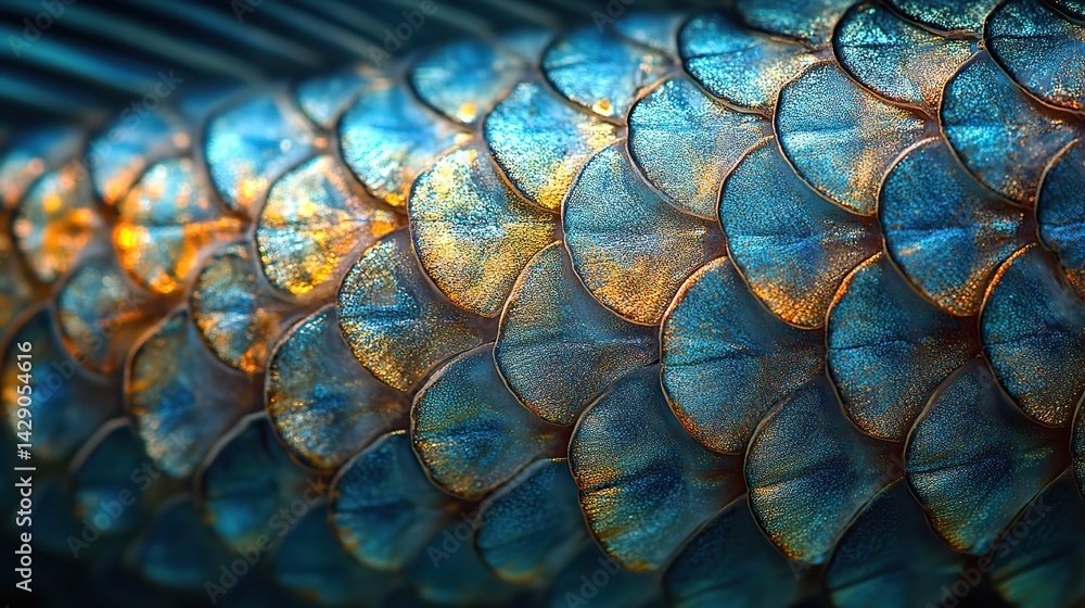 Intricate patterns of scales on the tail of a fish Intricate patterns of scales on the tail of a fish