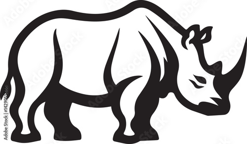 rhino logo design silhouette style vector minimal vector art illustration on a white background
