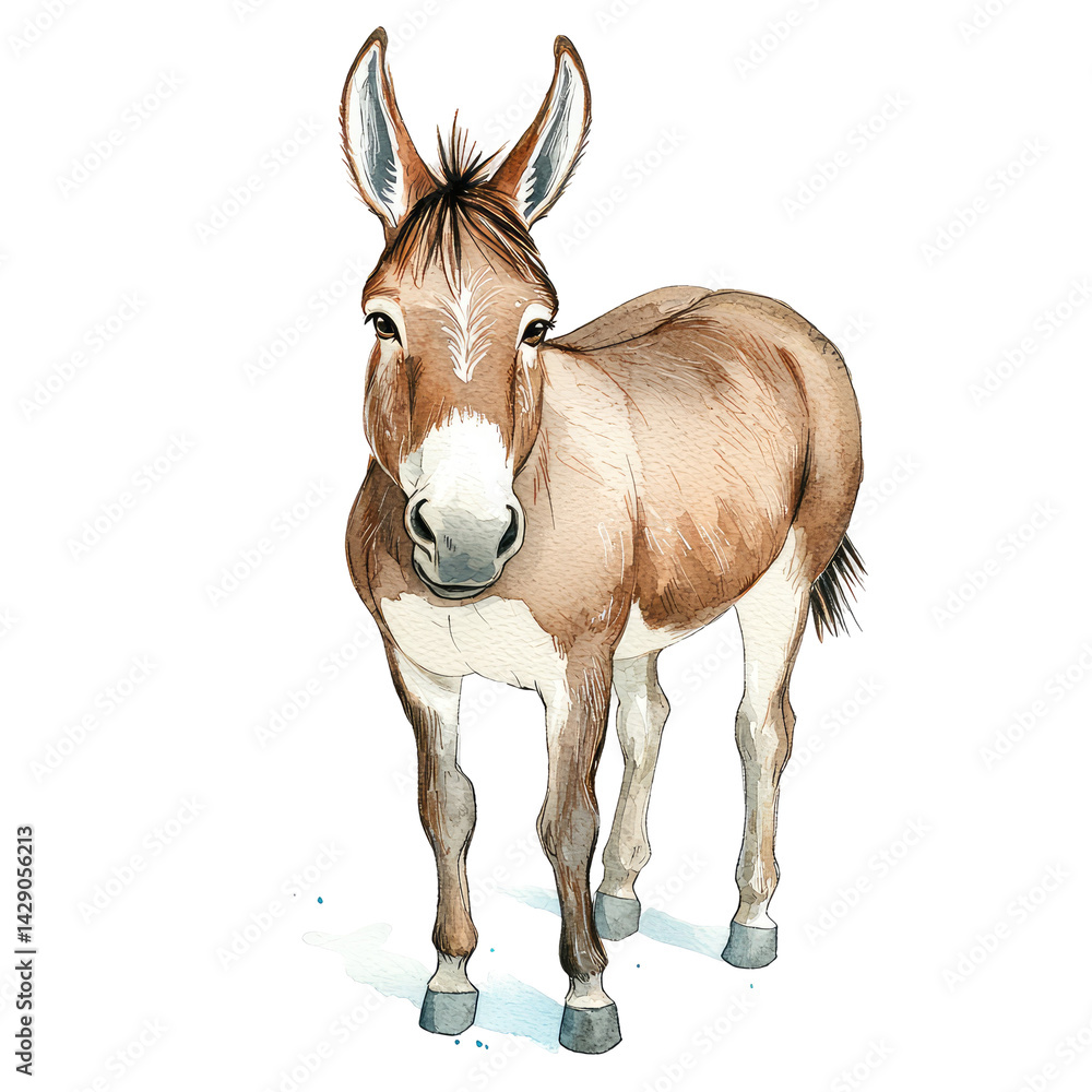 Obraz premium Artistic Illustration of a Simple Isolated Donkey Standing on a Transparent background for Creative Projects