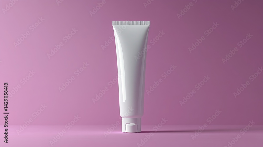 White Cosmetic Tube Mockup on Pink Background Product Packaging Design Template