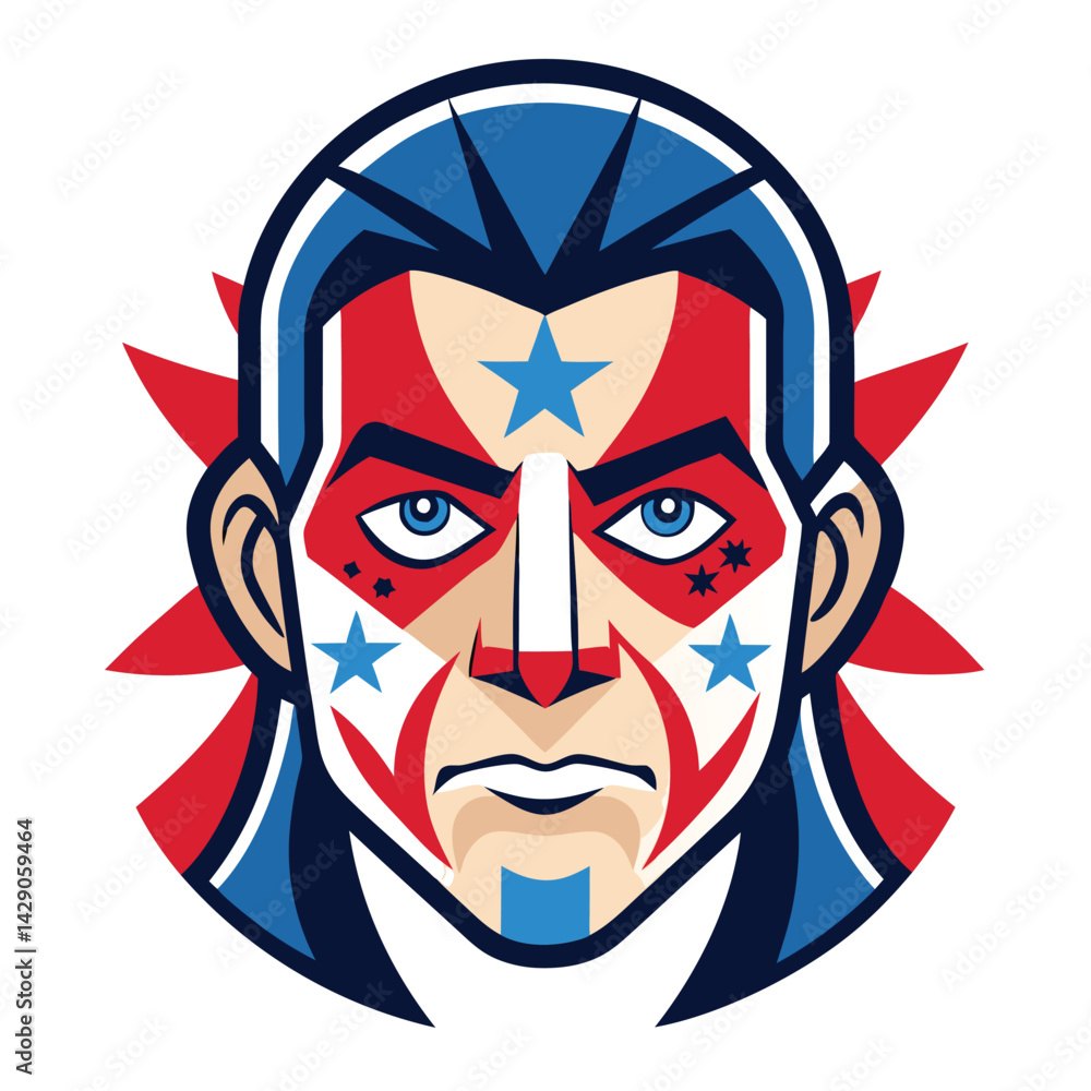 American face paint set vector design clipart on white background American face paint set vector design clipart on white background