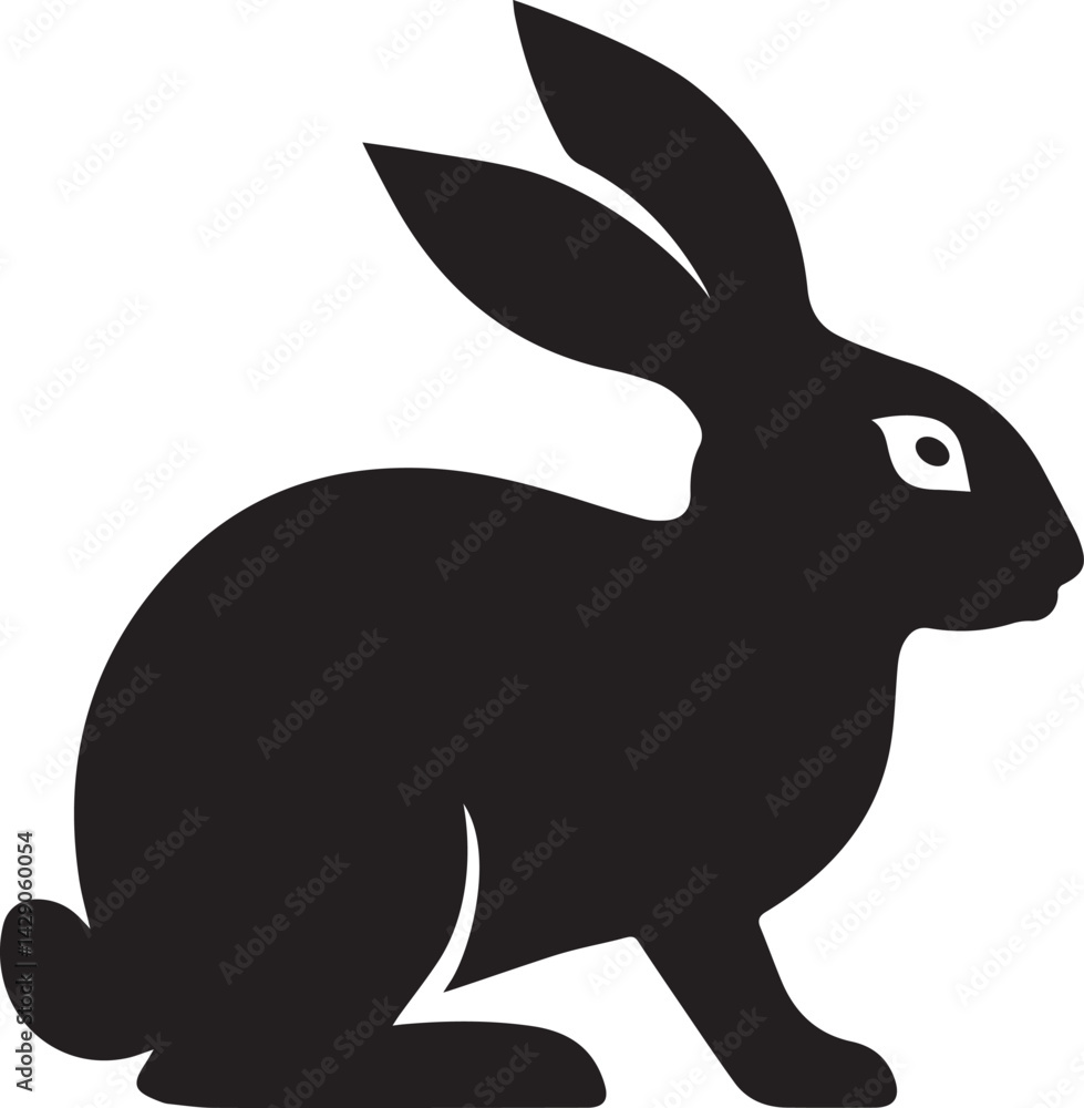 Naklejka premium rabbit logo design silhouette style vector minimal vector art illustration on a white background 