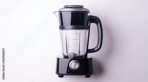 Modern blender with clear jar and black base