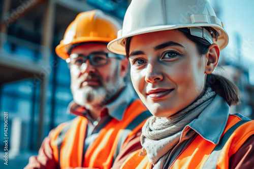 Construction Workers Teamwork on Building Site