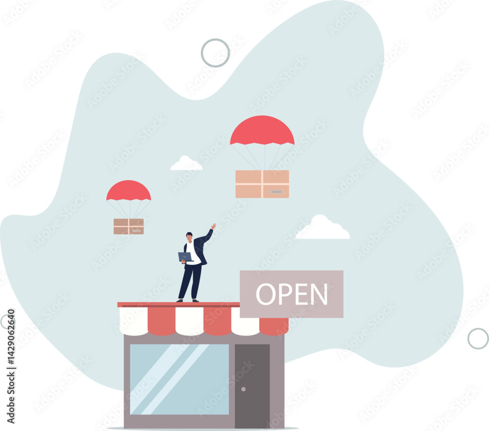 Dropshipping business model by open e-commerce website store and let supplier ship product directly to customer concept, character life . Dropshipping business model by open e-commerce website store and let supplier ship product directly to customer concept, character life .
