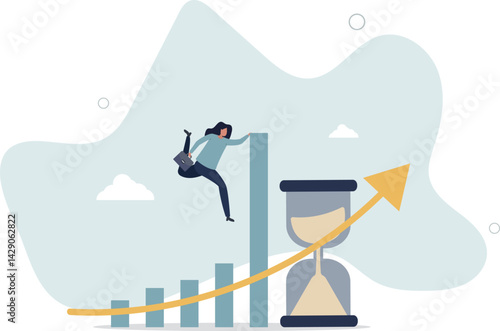 Time value of money, long term investment, business growth or success growing business, make profit or investment gain concept. character life .