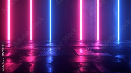 Wallpaper Mural Neon lights on tiled floor Torontodigital.ca